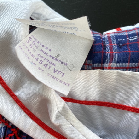 Polly Flinders Vintage Hand Smocked Dress. Toddler 2. Navy Plaid. - Picture 3 of 11